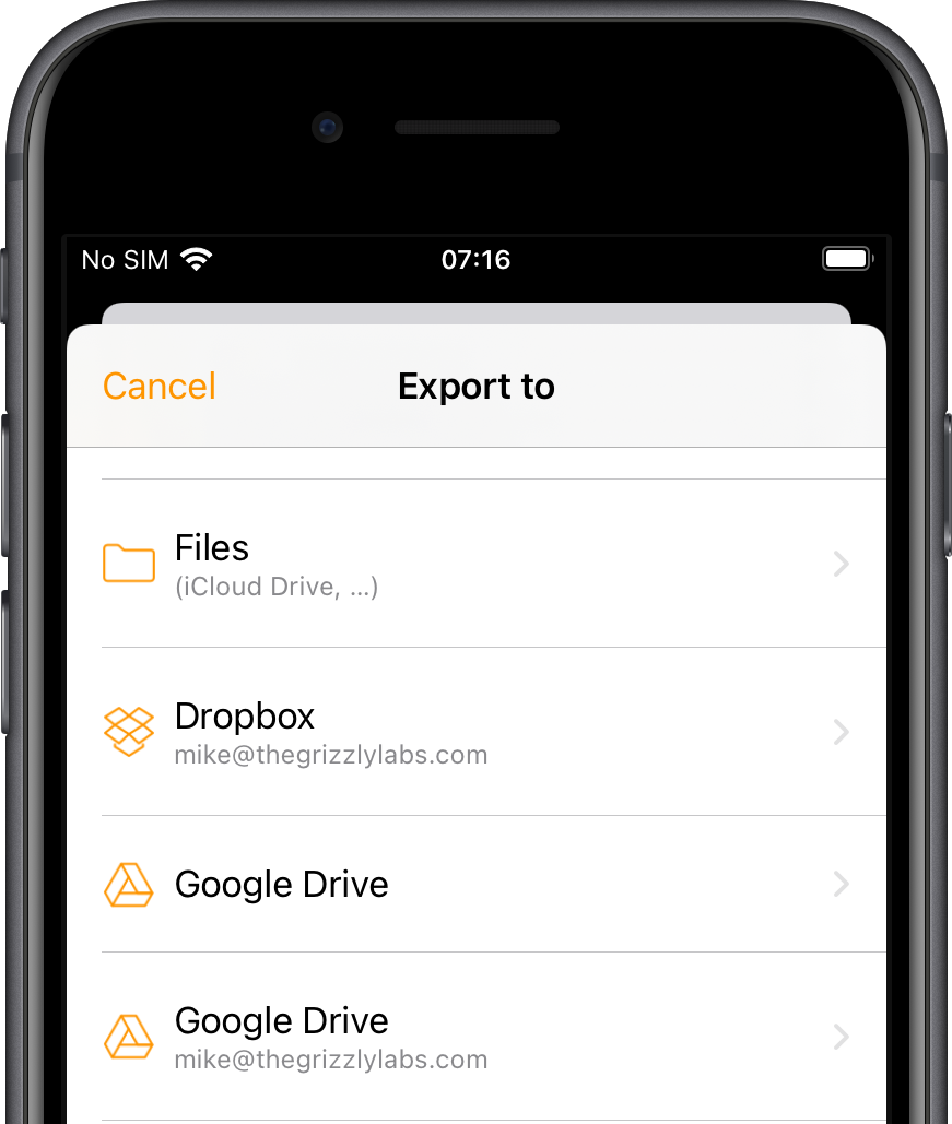 Select Dropbox as a destination