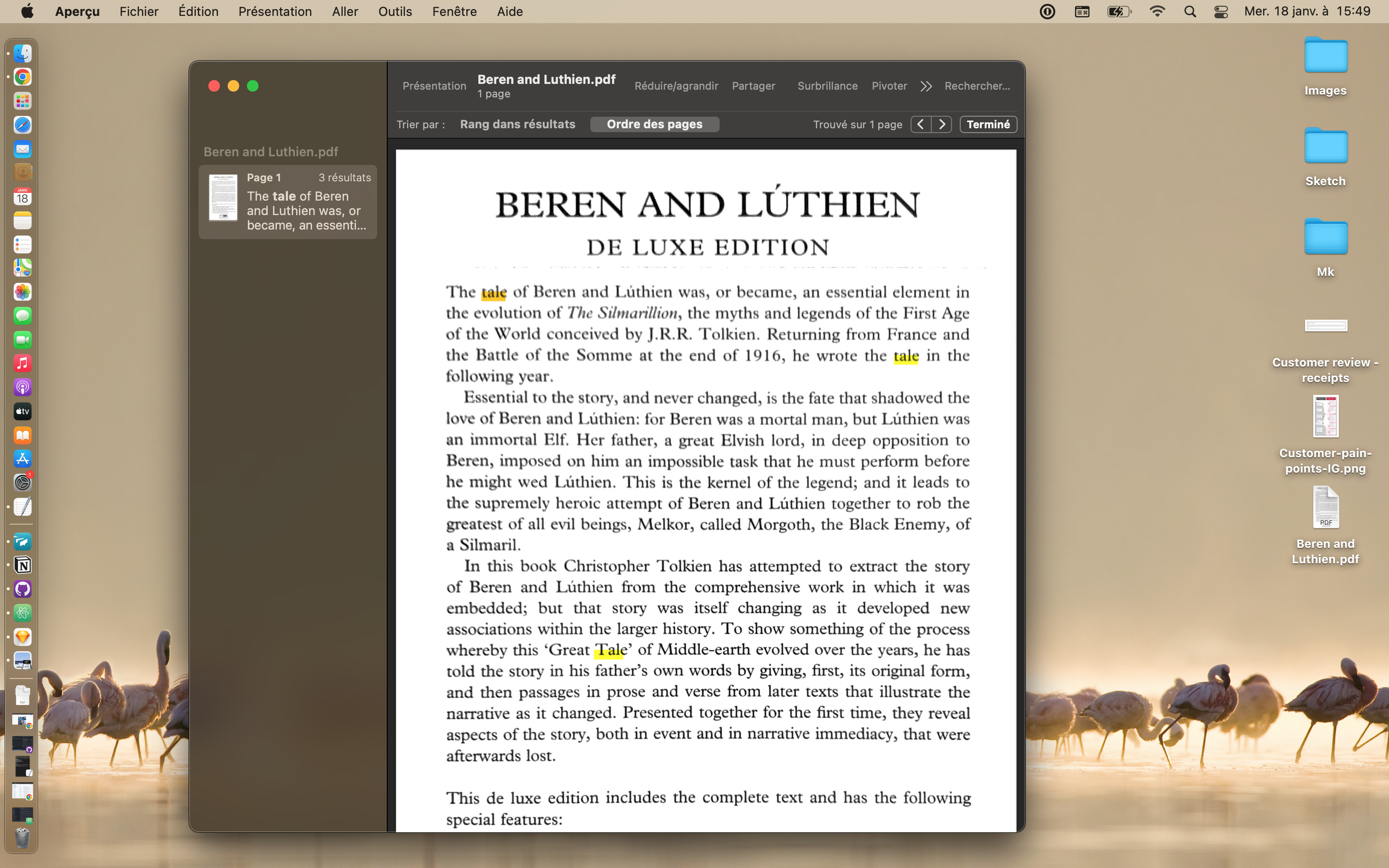 Searching for a word in a PDF with Preview