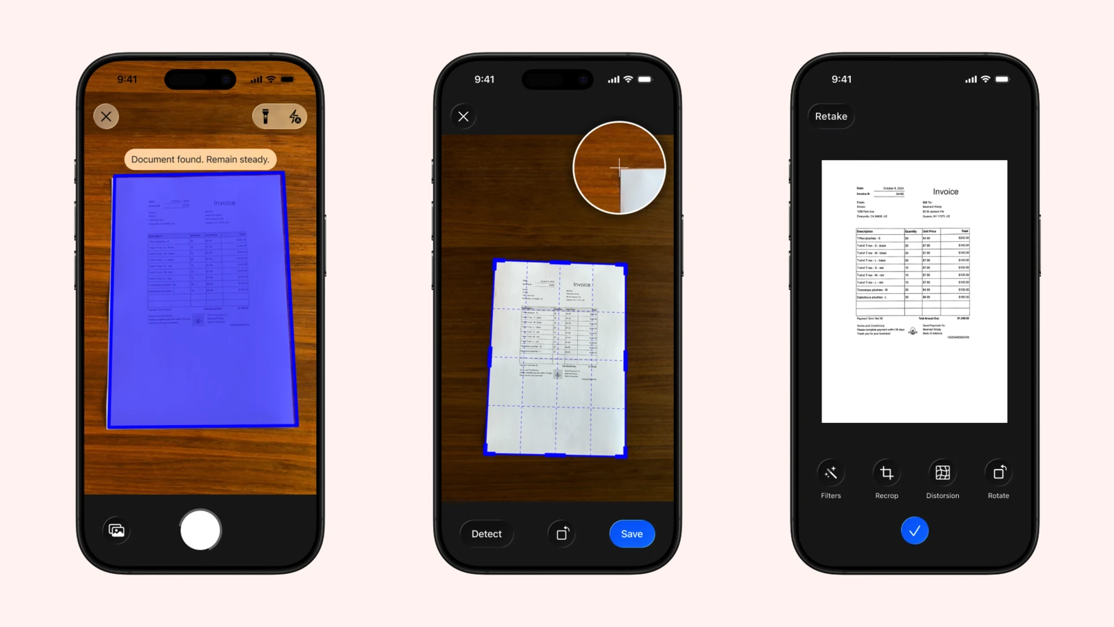 The redesigned Genius Scan SDK 6 scan flow, from capture to edge editing to review